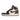 Seitenansicht eines Nike Air Jordan 1 High Dark Mocha (GS) Sneakers in den Farben Schwarz, Weiß und Braun.