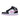Eine Seitenansicht eines schwarz-weißen Nike Air Jordan 1 Mid Arctic Pink (GS)-Sneakers mit einem Arctic Pink Nike-Swoosh und einer dazu passenden Arctic Pink-Sohle.