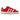 Der Adidas Campus rot Sneaker von Adidas zeichnet sich durch rotes Wildleder, weiße Streifen und eine weiße Sohle aus, hier von der Seite.