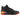 Seitenansicht eines schwarzen Sportschuhs mit orangefarbenem, violettem und gelbem Farbverlaufsdetail an der Ferse und einer orangefarbenen Sohle; dieses Design der limitierten Edition erinnert an den legendären Nike Air Jordan 3 x J Balvin „Rio“.
