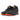 Ein Paar schwarze Sportschuhe mit orangefarbenen Sohlen und goldenen Logos auf der Zunge, die an die legendären Air Jordan 3 x J Balvin „Rio“ von Nike erinnern.