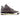 Ein grauer High-Top-Sneaker mit schwarzen Akzenten, einer weißen Zwischensohle und einer dunkelroten Außensohle, inspiriert vom legendären Nike Air Jordan 4 A Ma Maniere.