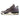 Ein grau-kastanienbrauner Sportschuh mit einem seitlichen Mesh-Einsatz, Schnürsenkelhaltern aus Kunststoff und einem Materialmix aus Wildleder und Leder. Die Sohle ist zweifarbig in Off-White und Schwarz. Dieses stylische Modell erinnert an die Air Jordan 4 A Ma Maniere-Kollektion von Nike, die jetzt online erhältlich ist.
