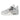 Der Sylt Sneaker Air Jordan 4 Frozen Moments (W) hat ein hellgraues und weißes Design mit Mesh-Einsätzen, Wildleder-Overlays und Chrom-Akzenten, die in einem Seitenprofil vor einem weißen Hintergrund angezeigt werden.