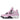 Der Air Jordan 4 Retro Orchid (W) von Nike ist ein Sneaker mit rosa und weißen Mesh-Einsätzen, akzentuiert durch schwarze Details an den Seiten und der Sohle.