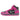 Ein High-Top-Sneaker in Pink und Schwarz mit grauem Swoosh, rosa Schnürsenkeln und rosa Sohle, der an den kultigen Stil der Nike Dunk High SB Run the Jewels-Kollektion von Nike erinnert.