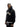 Ein Mann, der einen schwarzen NoByStanders Patchwork Hoodie mit dem Schriftzug der Marke auf der Vorderseite und eine schwarze Hose trägt, steht vor einem weißen Hintergrund.