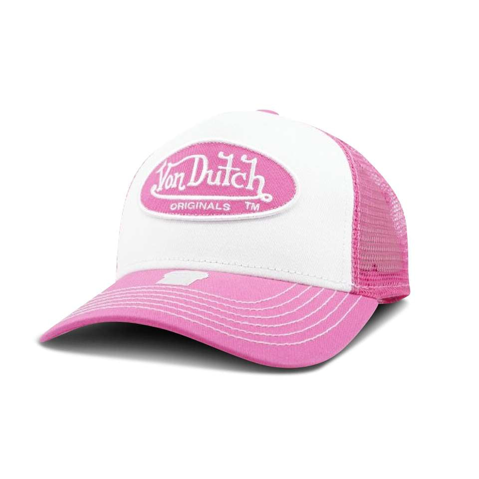 Von Dutch Trucker Boston Cap Cot Twill white pink